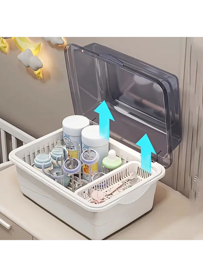 Large Capacity Transparent Tawny Bottle Storage Box With Drainage And Dust Proof Dry Rack - Image 5